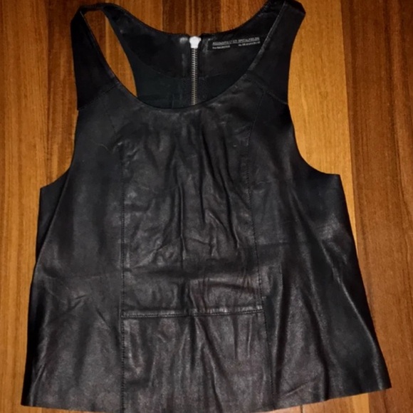 ALLSAINTS Spitalfields "Mauritius"  Black leather top or vest 6 NEW - Picture 2 of 7